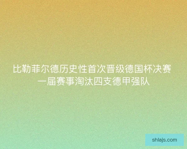 比勒菲尔德历史性首次晋级德国杯决赛 一届赛事淘汰四支德甲强队