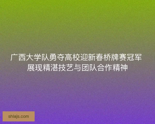 广西大学队勇夺高校迎新春桥牌赛冠军 展现精湛技艺与团队合作精神 广西大学队勇夺高校迎新春桥牌赛冠军 展现精湛技艺与团队合作精神